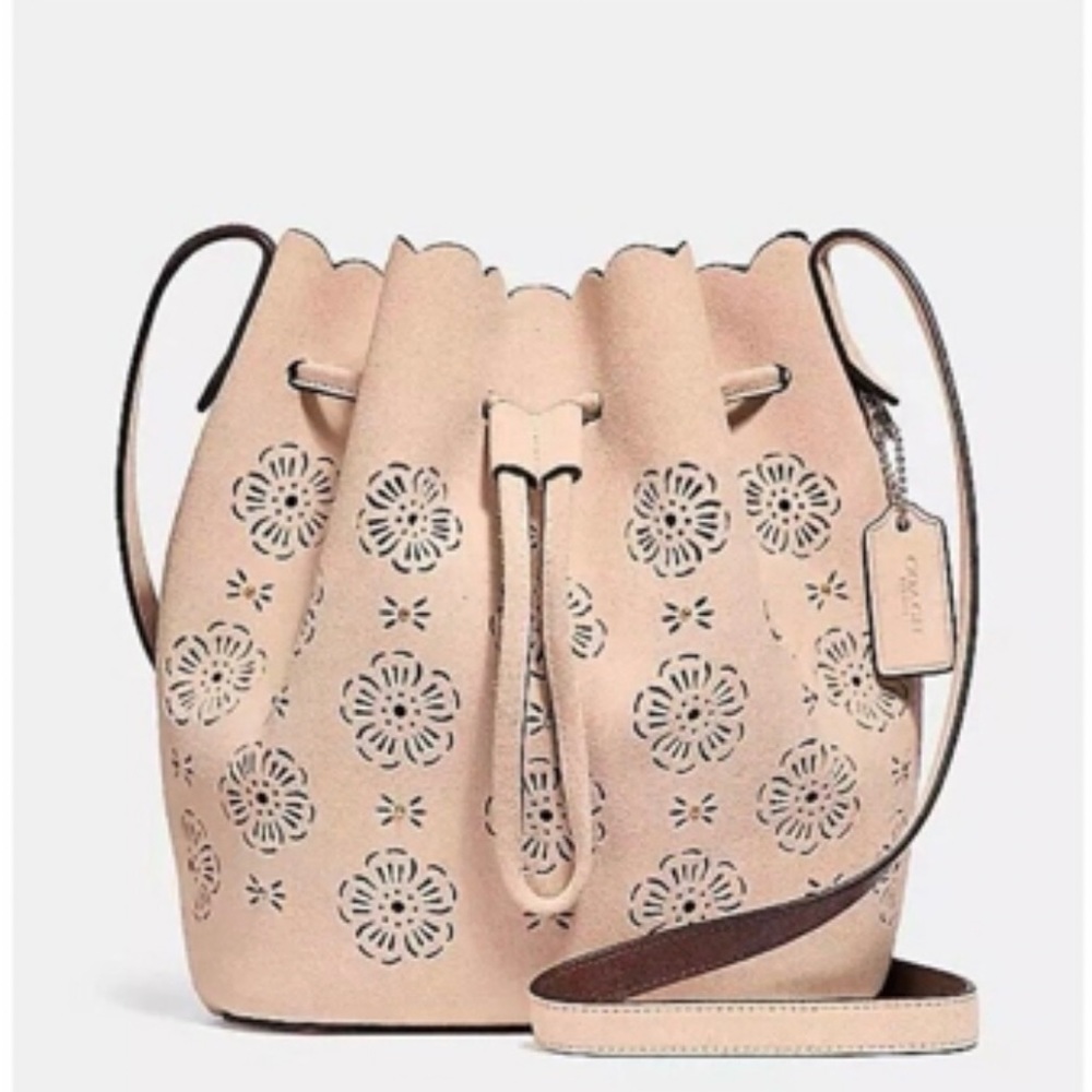COACH Bucket Bag with Cut Out Tea Rose